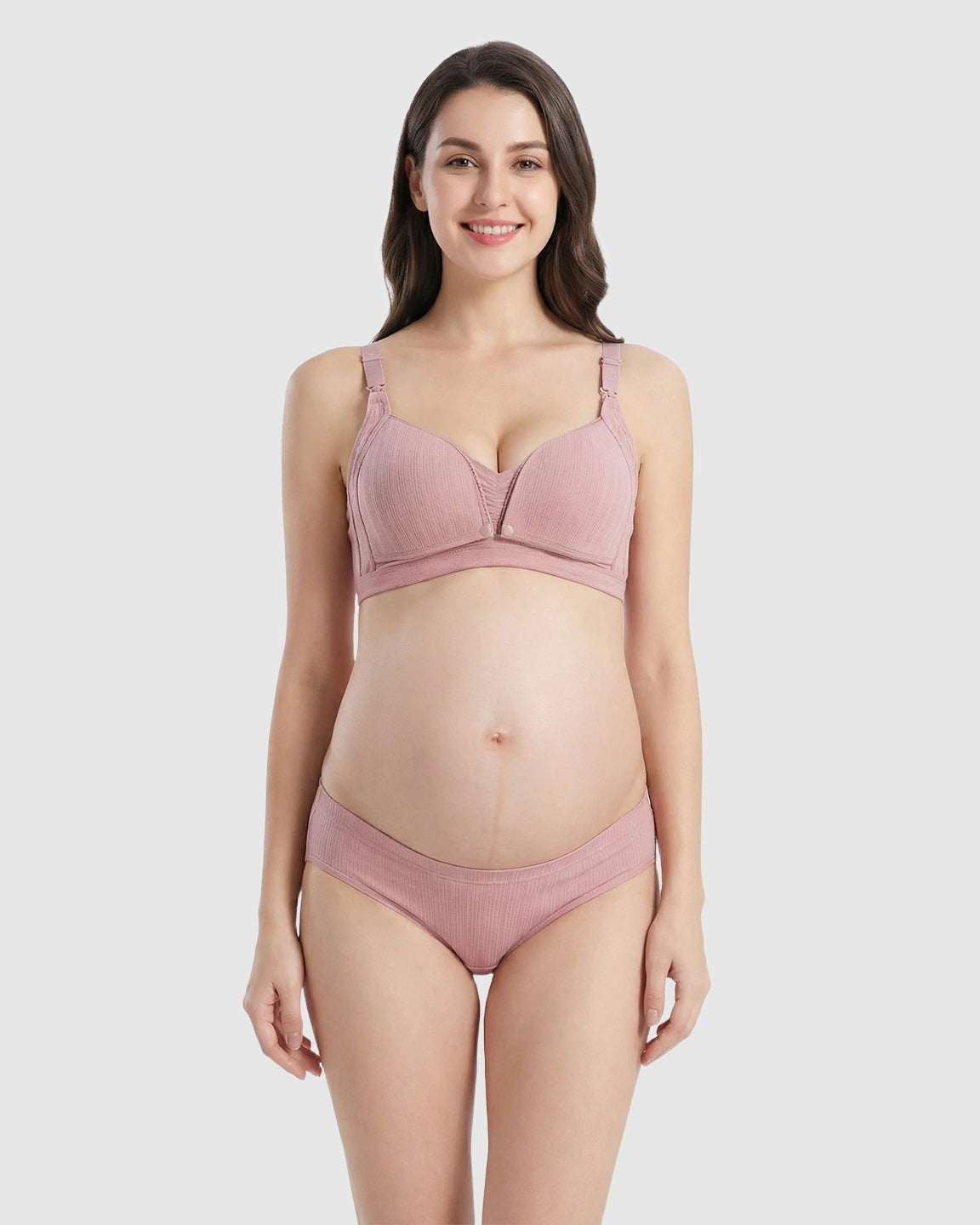 Front-Open Ribbed V-Neck Nursing Bra