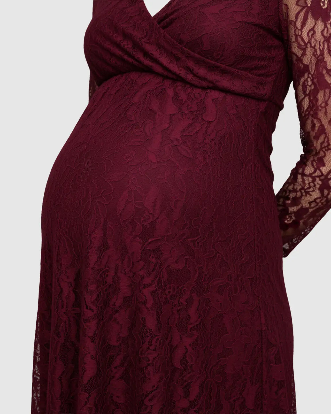 Sheer Lace Long Sleeve Maternity Midi Dress