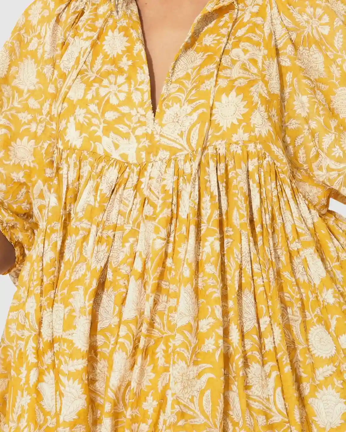 Gathered Waist Floral Print Maternity Midi Dress