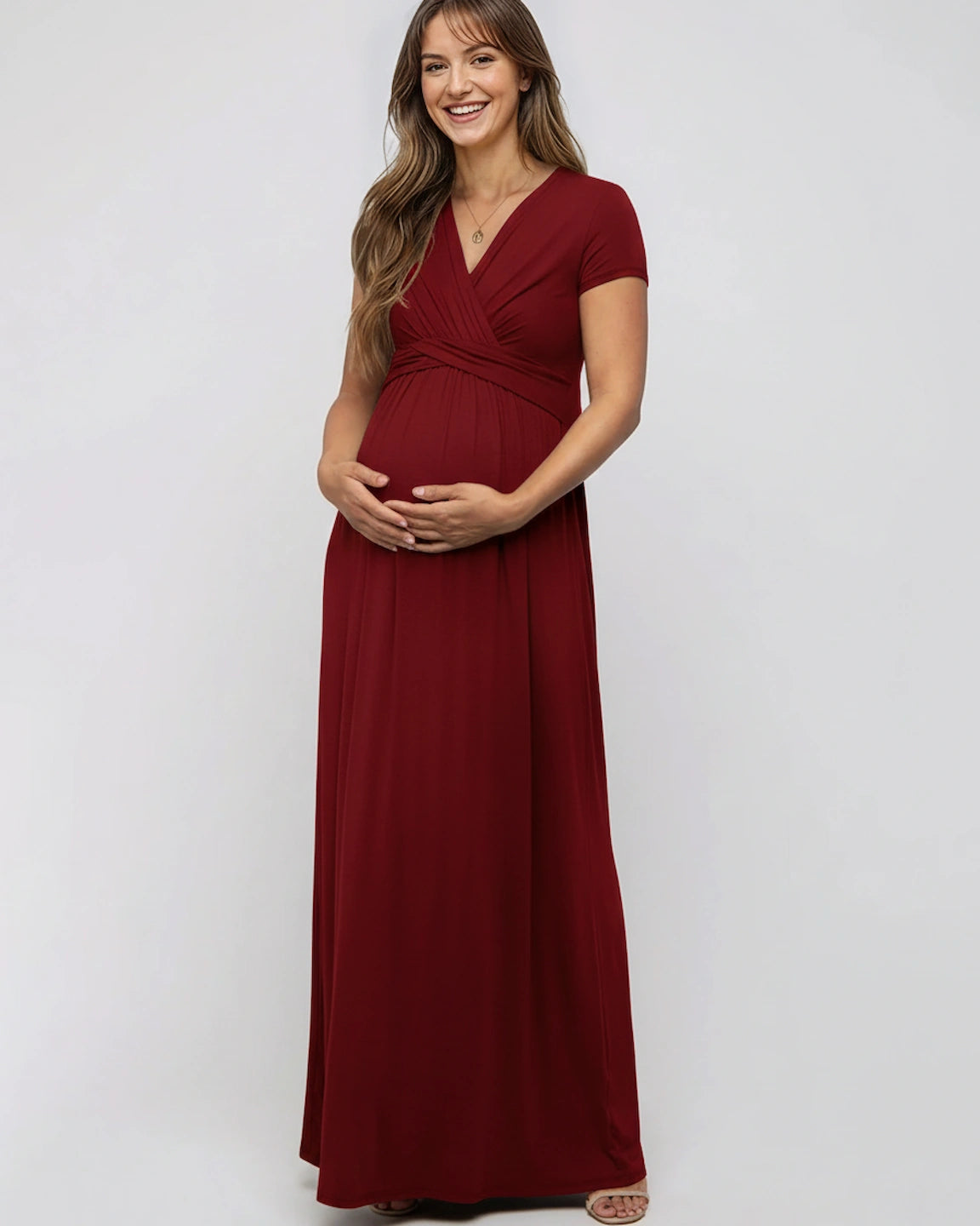 Twist Front Draped Maternity Nursing Maxi Dress