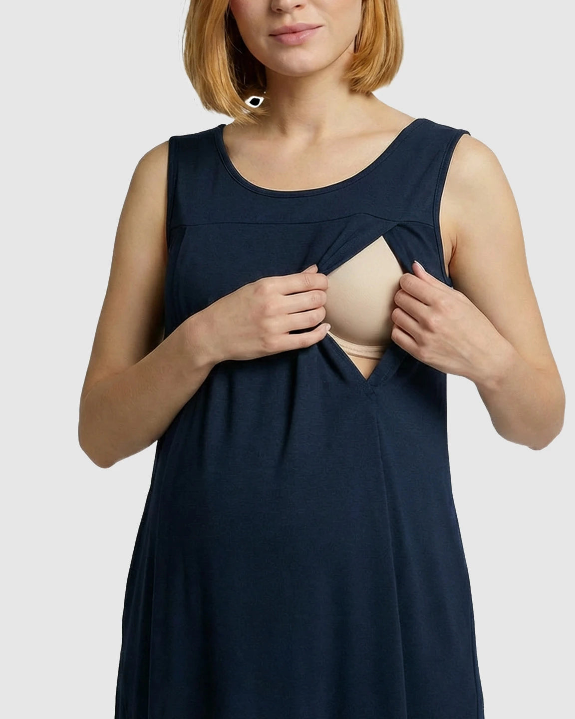 Discreet Nursing Opening Casual Maternity Midi Dress