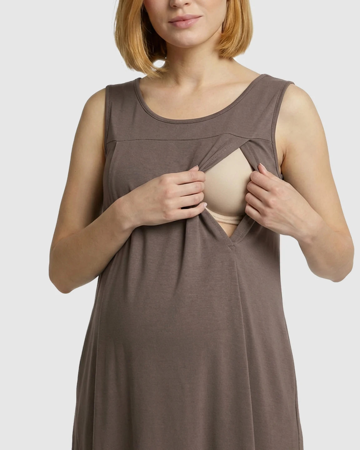 Discreet Nursing Opening Casual Maternity Midi Dress