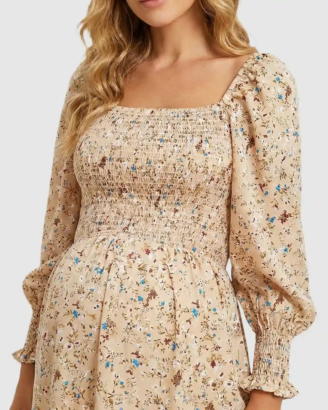 Wrinkle-Resistant Floral Maternity Midi Dress