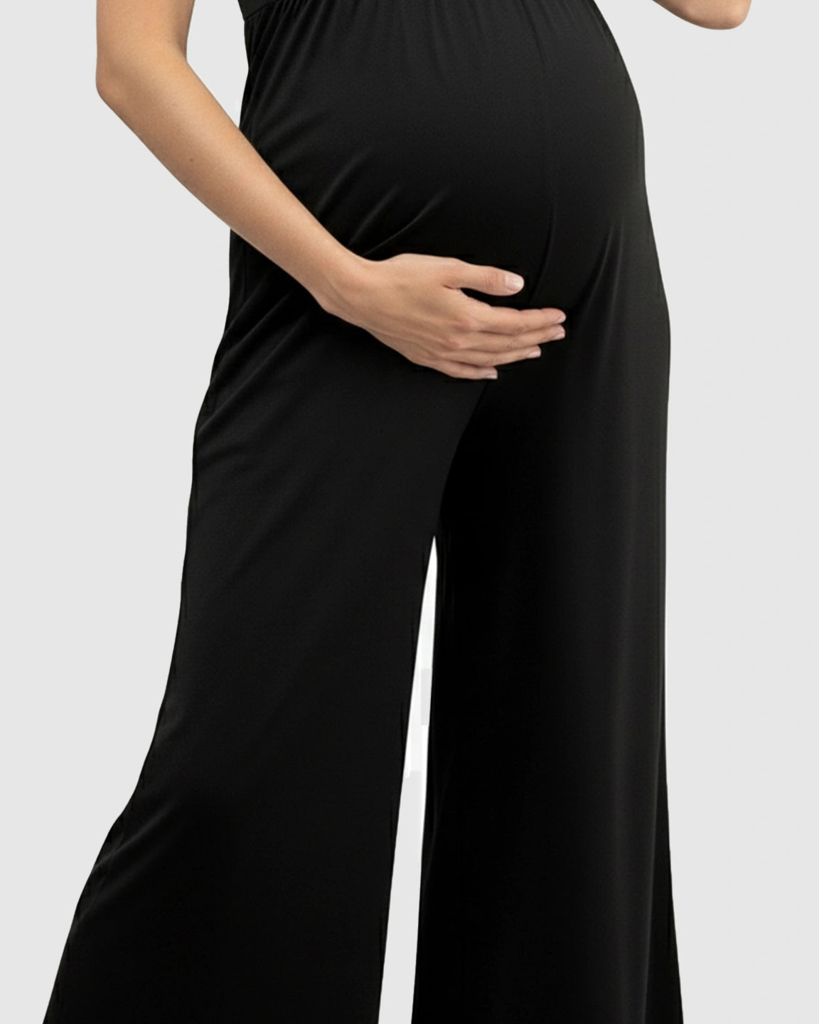 Contrast-Trim Wide-Leg Maternity Jumpsuit