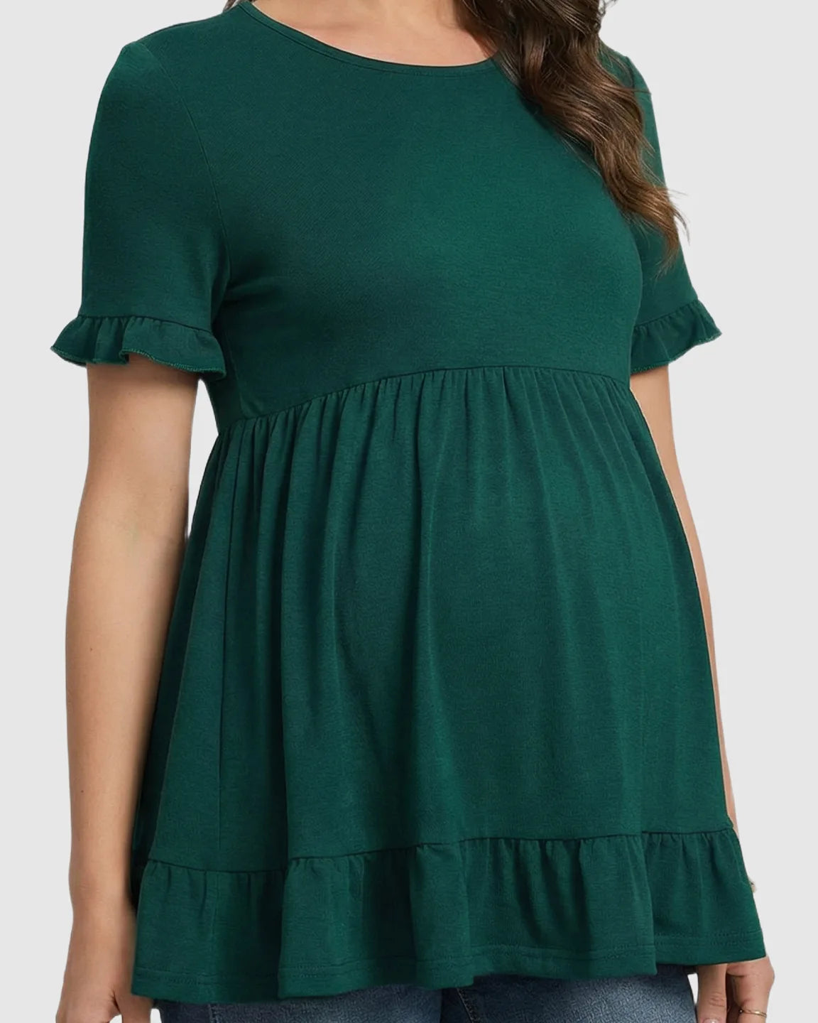 Ruffled-Sleeve Flowy-Fit Maternity Top