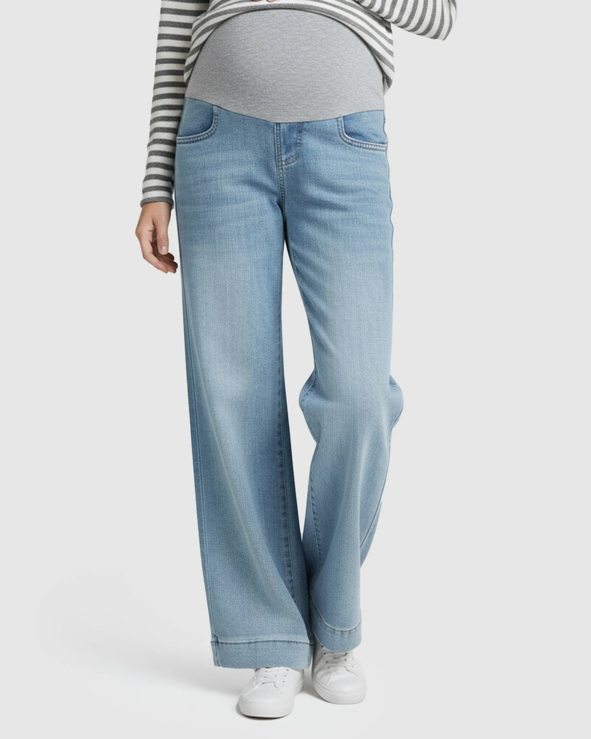 Stretchy Waist Wide-Leg Maternity Jeans