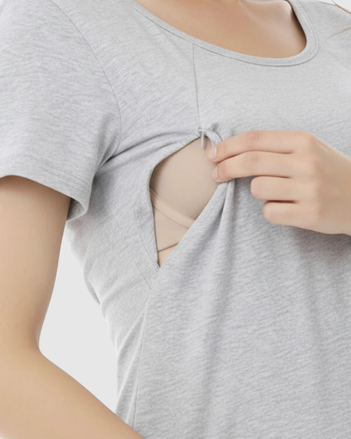 Side-Access Nursing Casual Maternity Midi Dress