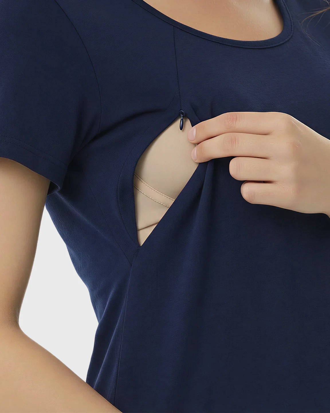 Side-Access Nursing Casual Maternity Midi Dress