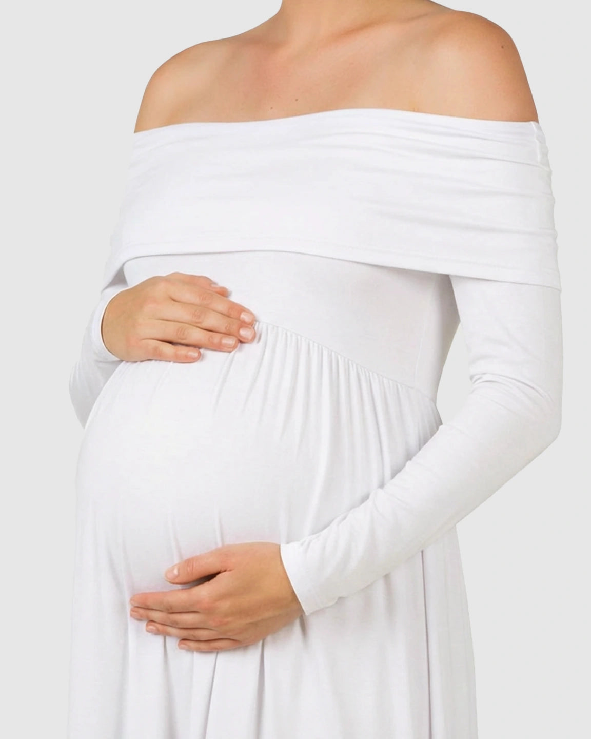 Off-Shoulder Floor-Length Maternity Gown
