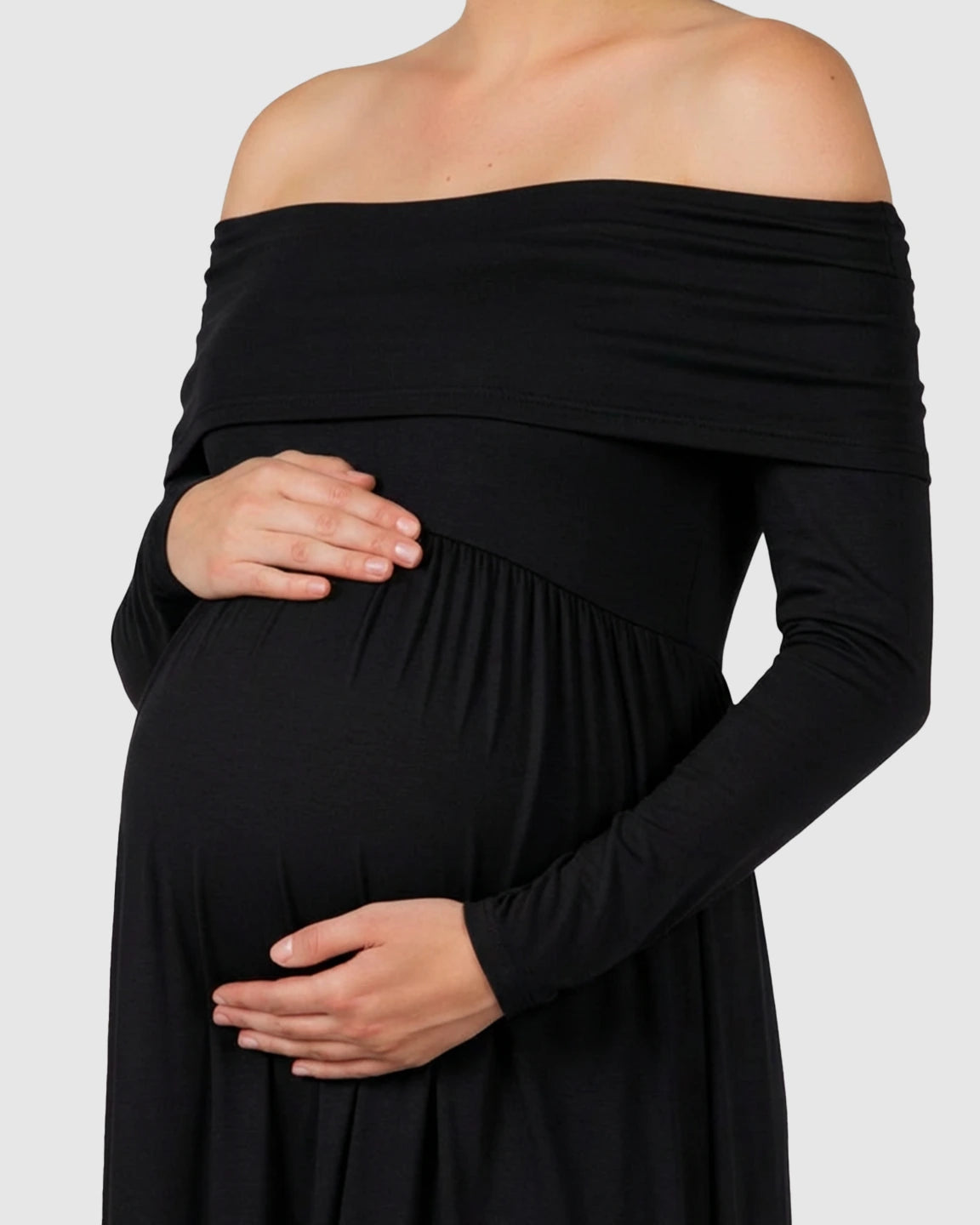 Off-Shoulder Floor-Length Maternity Gown