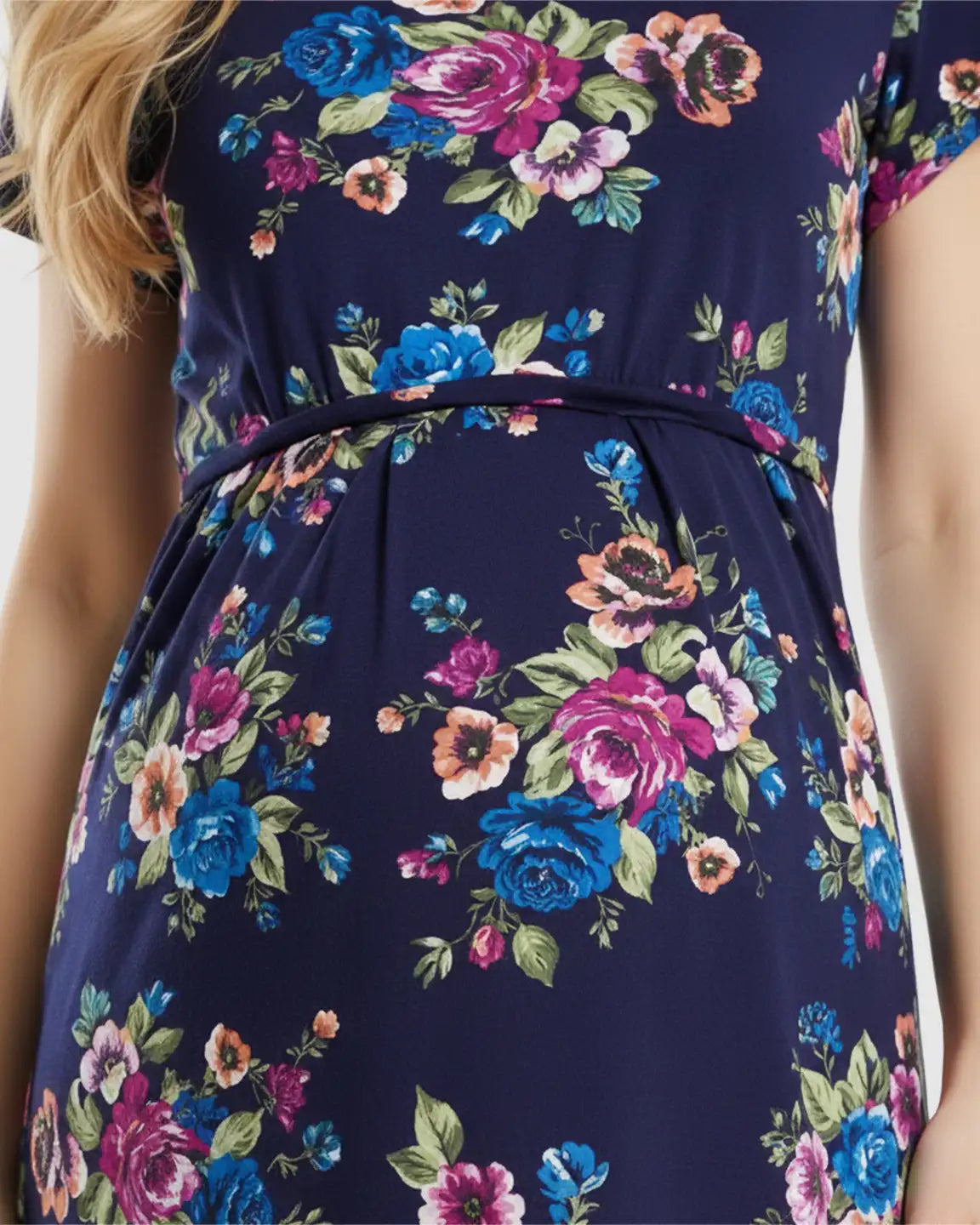 Floral Fitted Maternity & Nursing Midi Dress