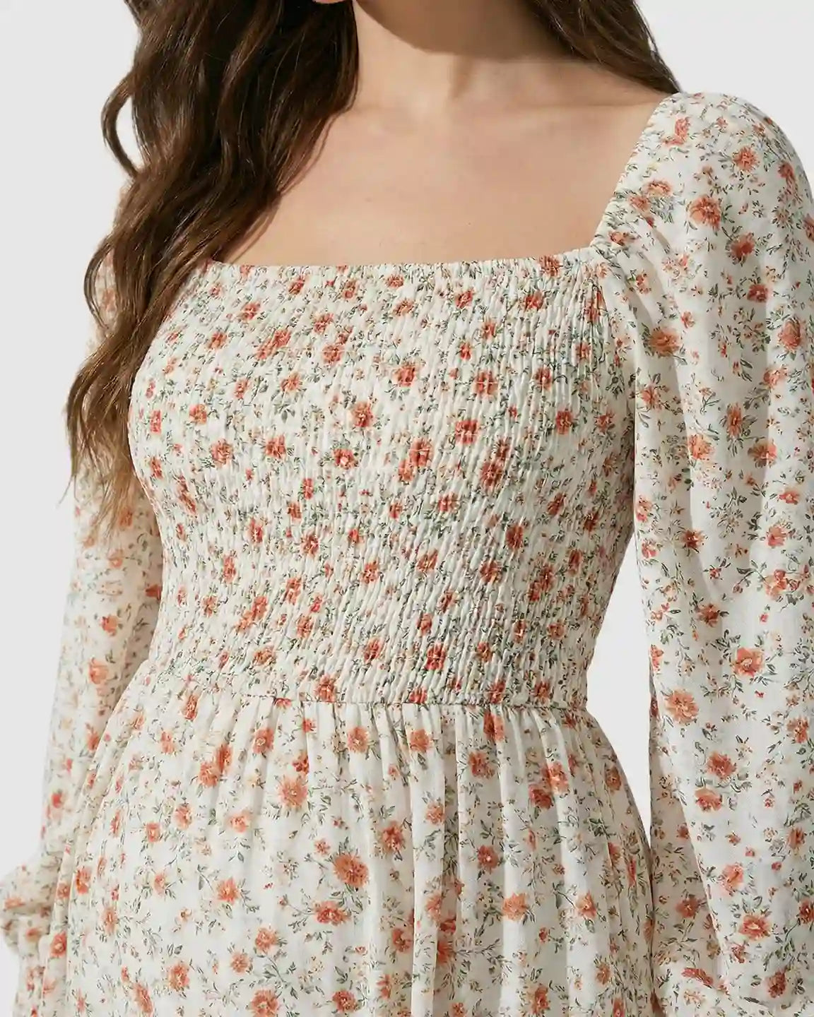 Smocked Boho Style Maternity Midi Dress