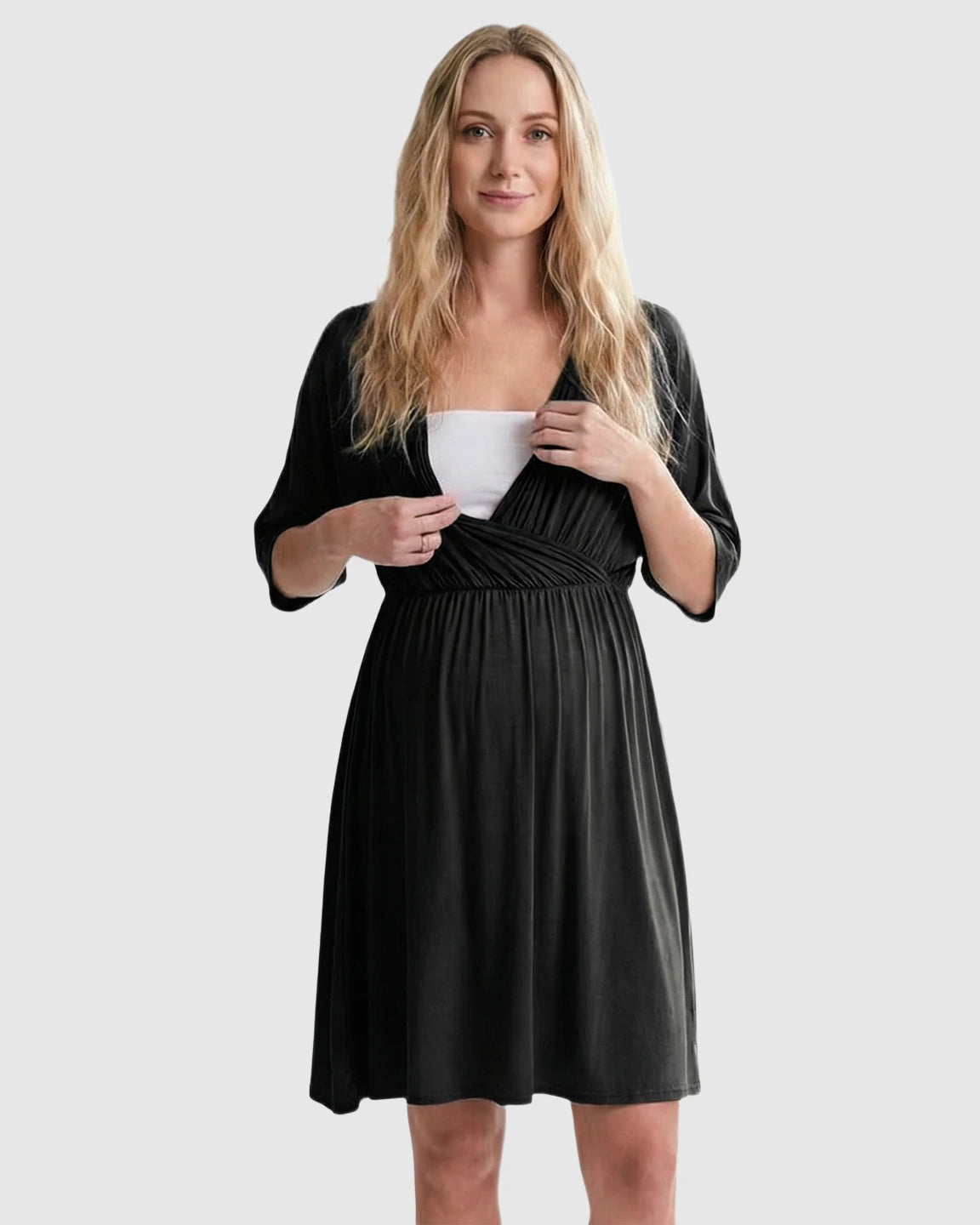 Cross-Front Romantic Style Maternity Midi Dress
