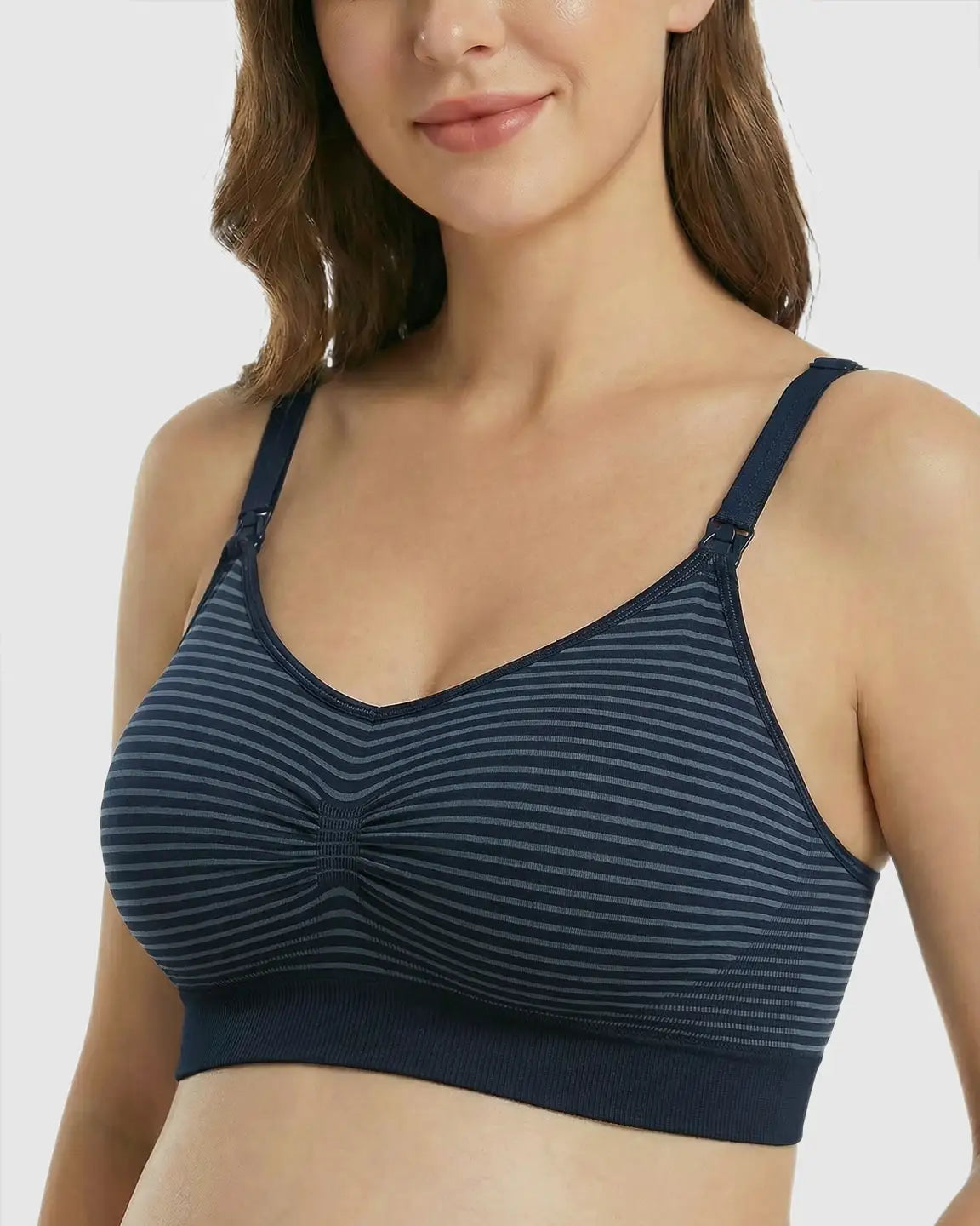 Seamless Striped Wireless Nursing Bra