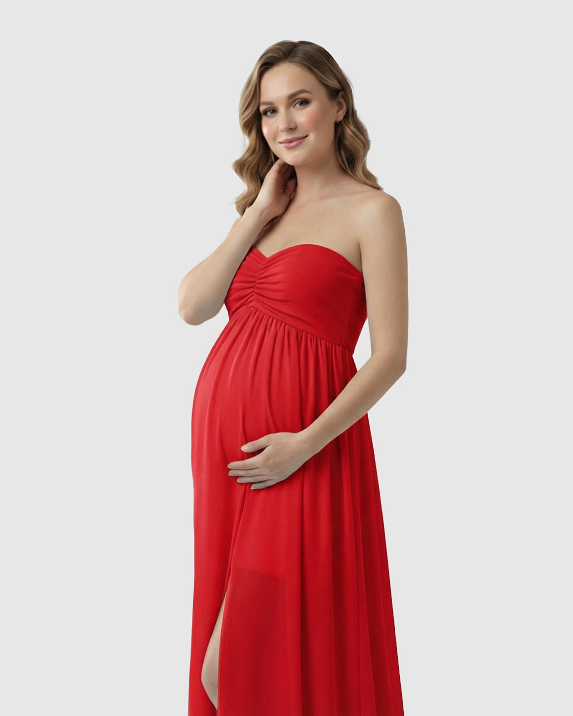 Strapless Chiffon Train Maternity Gown