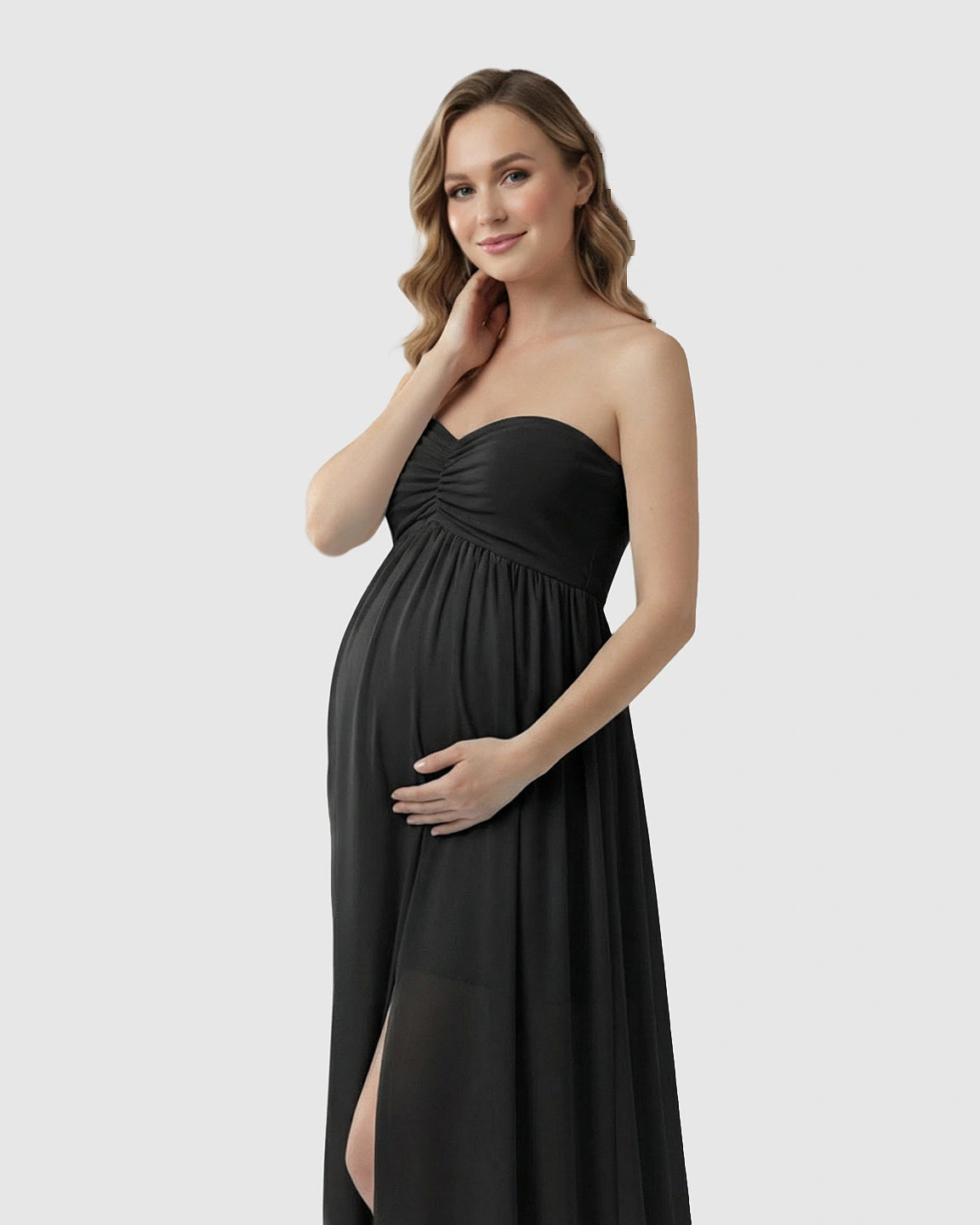 Strapless Chiffon Train Maternity Gown