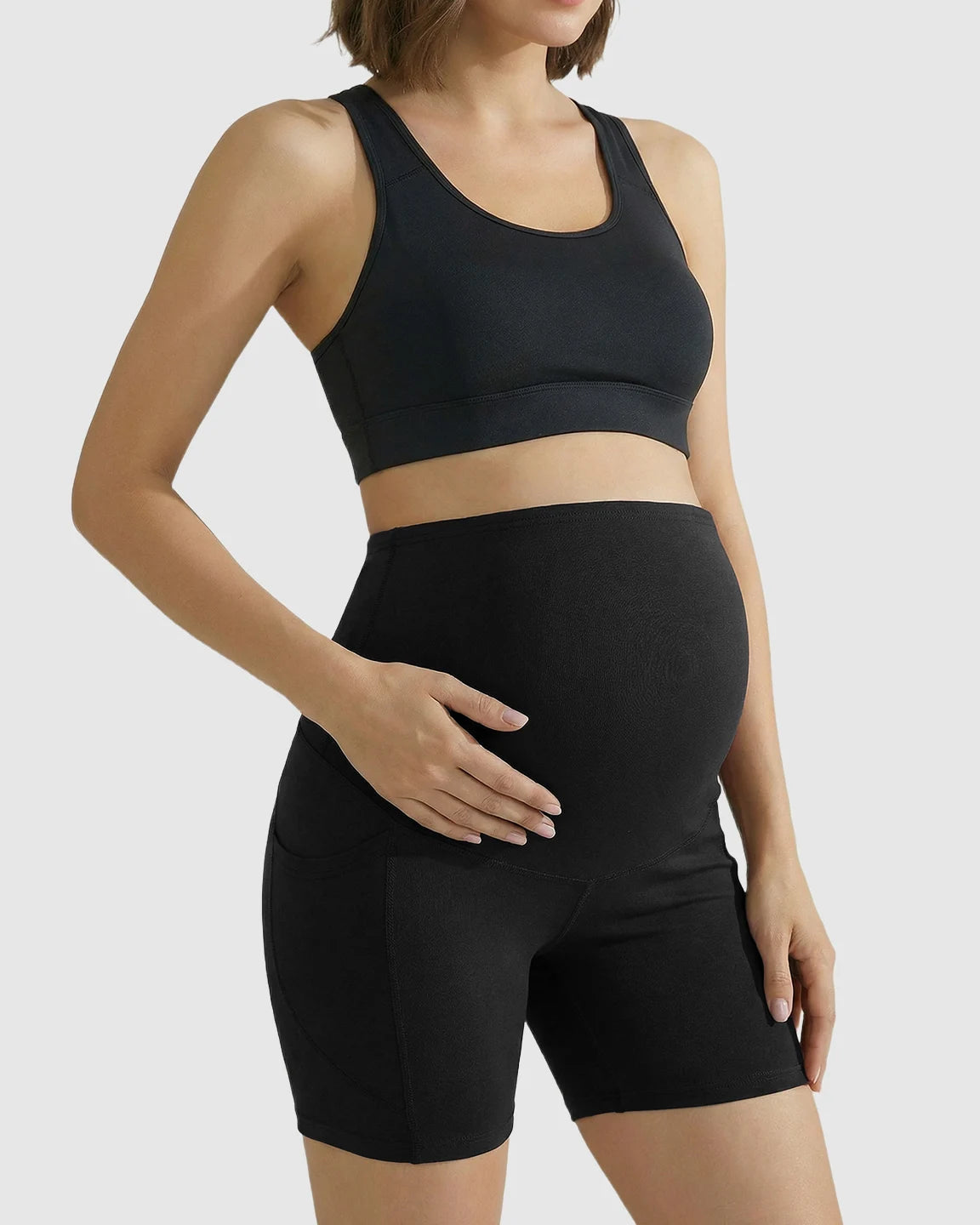 High-Waist Supportive Maternity Shorts