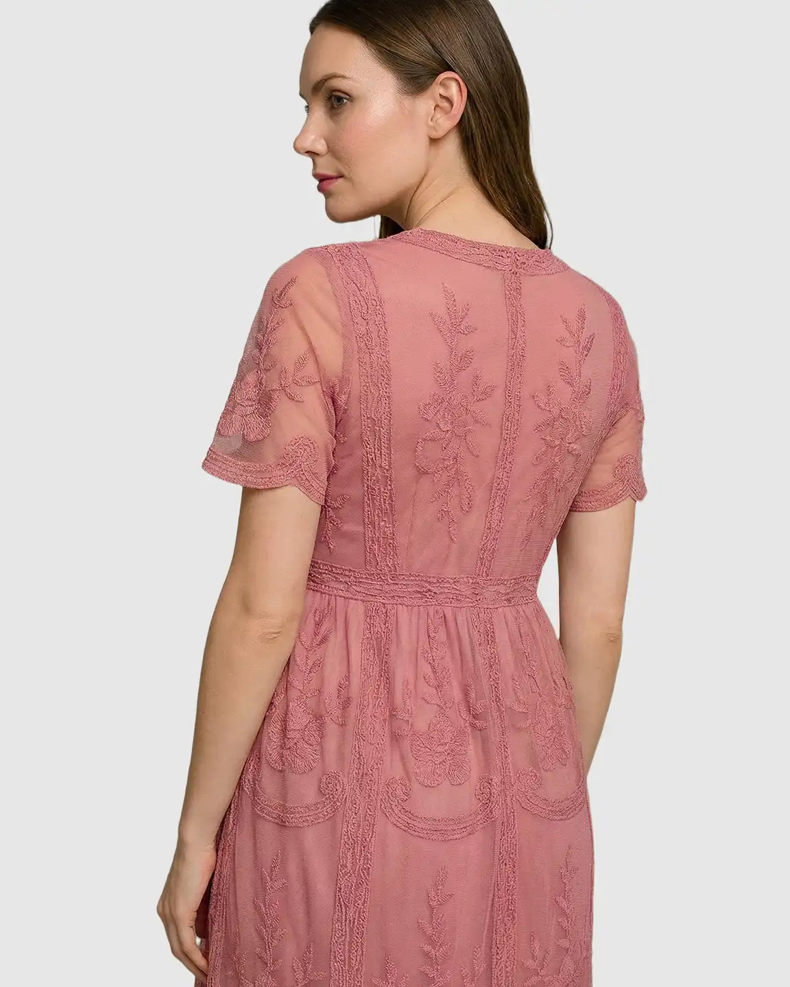 Lace Swing Maternity Midi Dress