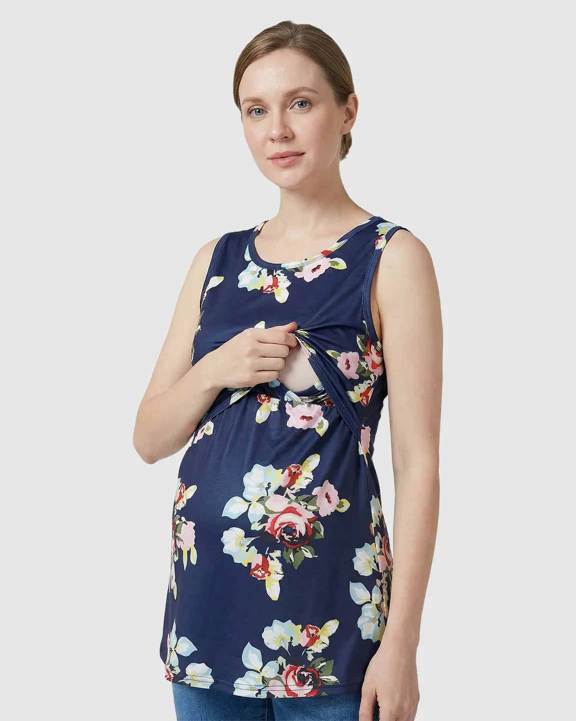 Sleeveless Floral Nursing Maternity Top