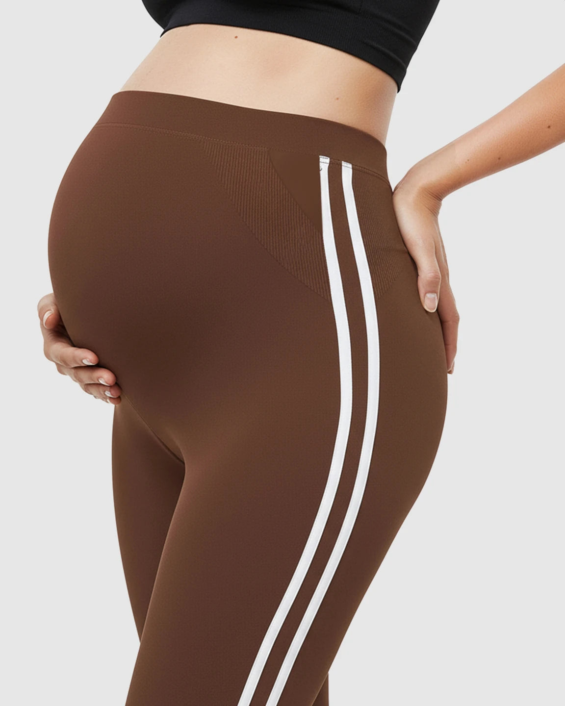 Side Striped Sporty Maternity Leggings