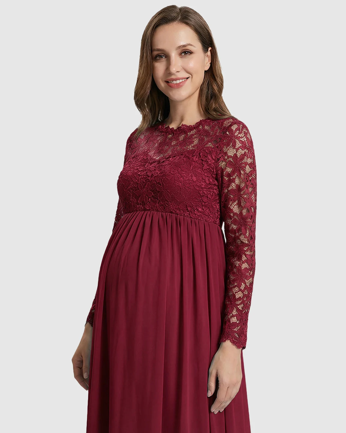 Lace Bodice Trailing Skirt Maternity Photoshoot Gown