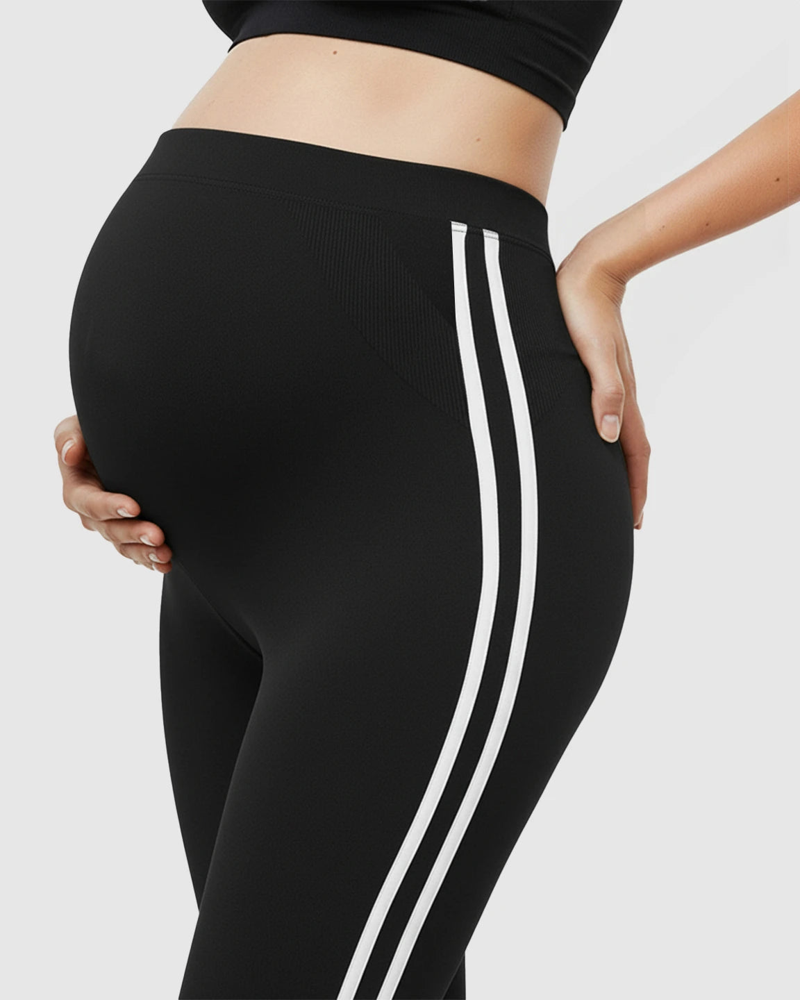 Side Striped Sporty Maternity Leggings