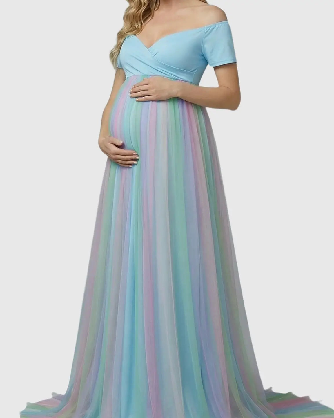 Ombre Flowing Skirt Dreamy-Style Maternity Photoshoot Dress