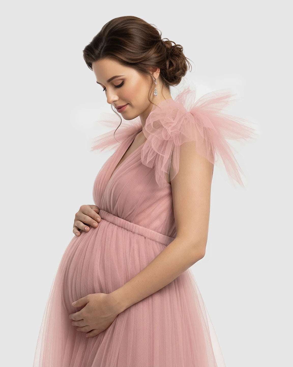 Dramatic Tulle Babydoll Maternity Photoshoot Dress