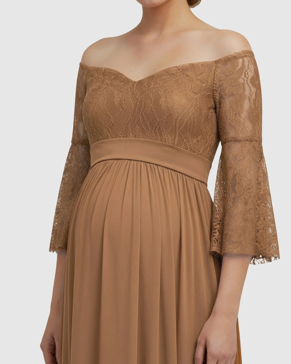 Off-Shoulder Lace Bodice Maternity Photoshoot Dress