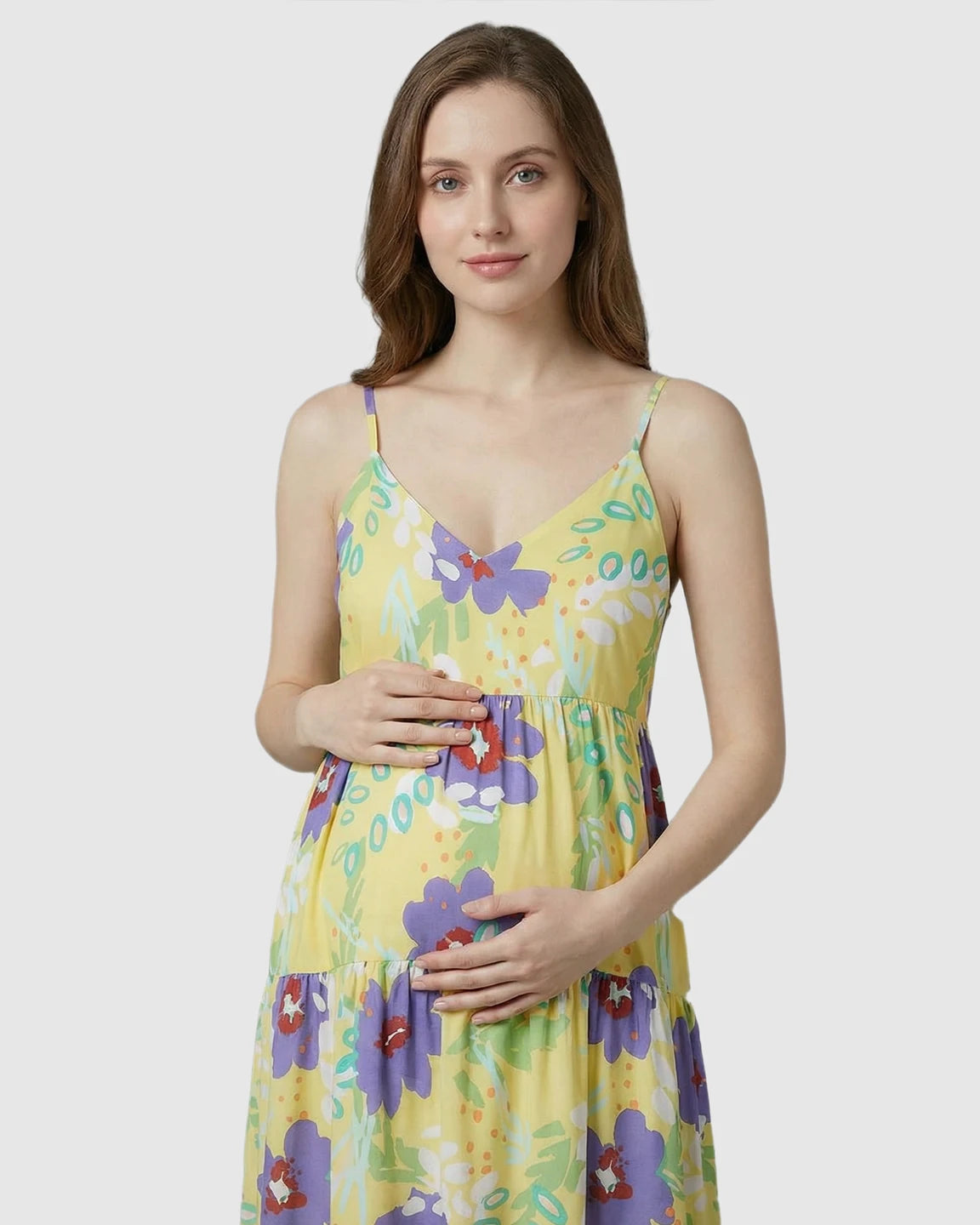 Sleeveless Floral Print Maternity Nightdress