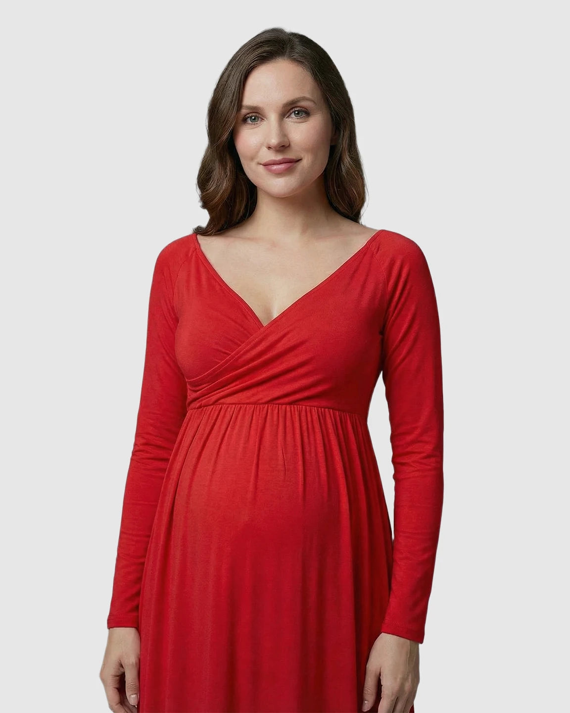 Long-Sleeve Full Train Maternity Maxi Dress