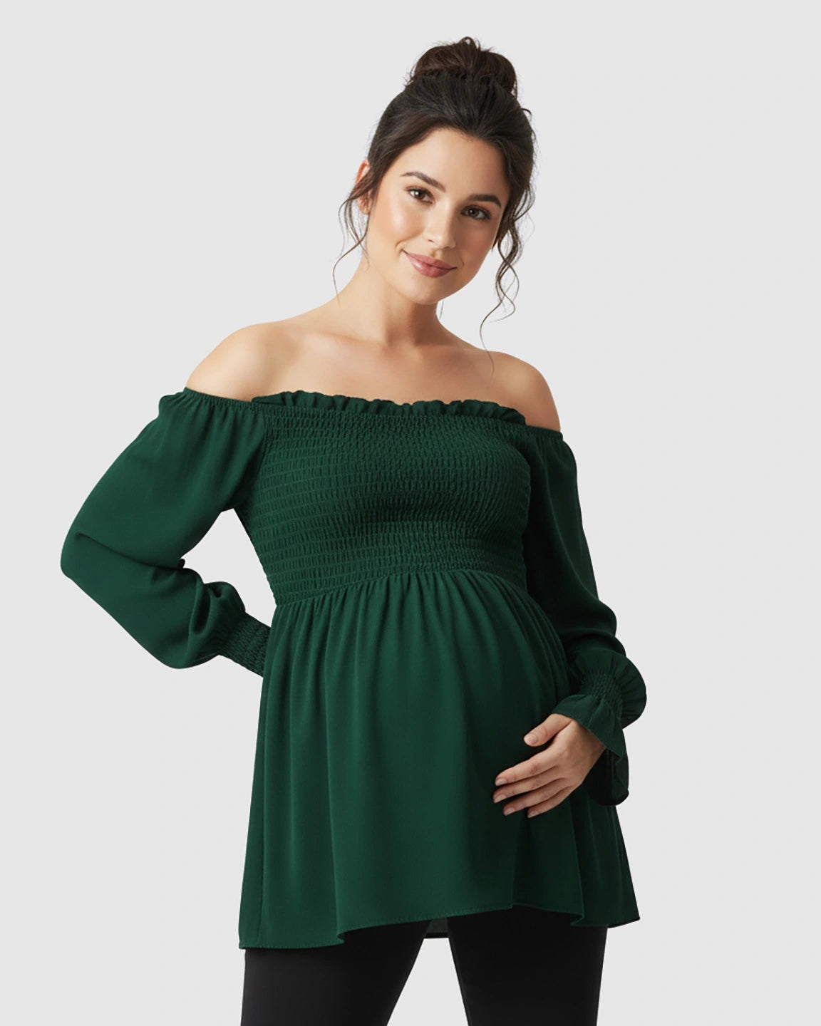 Ruched Off-Shoulder Maternity Top
