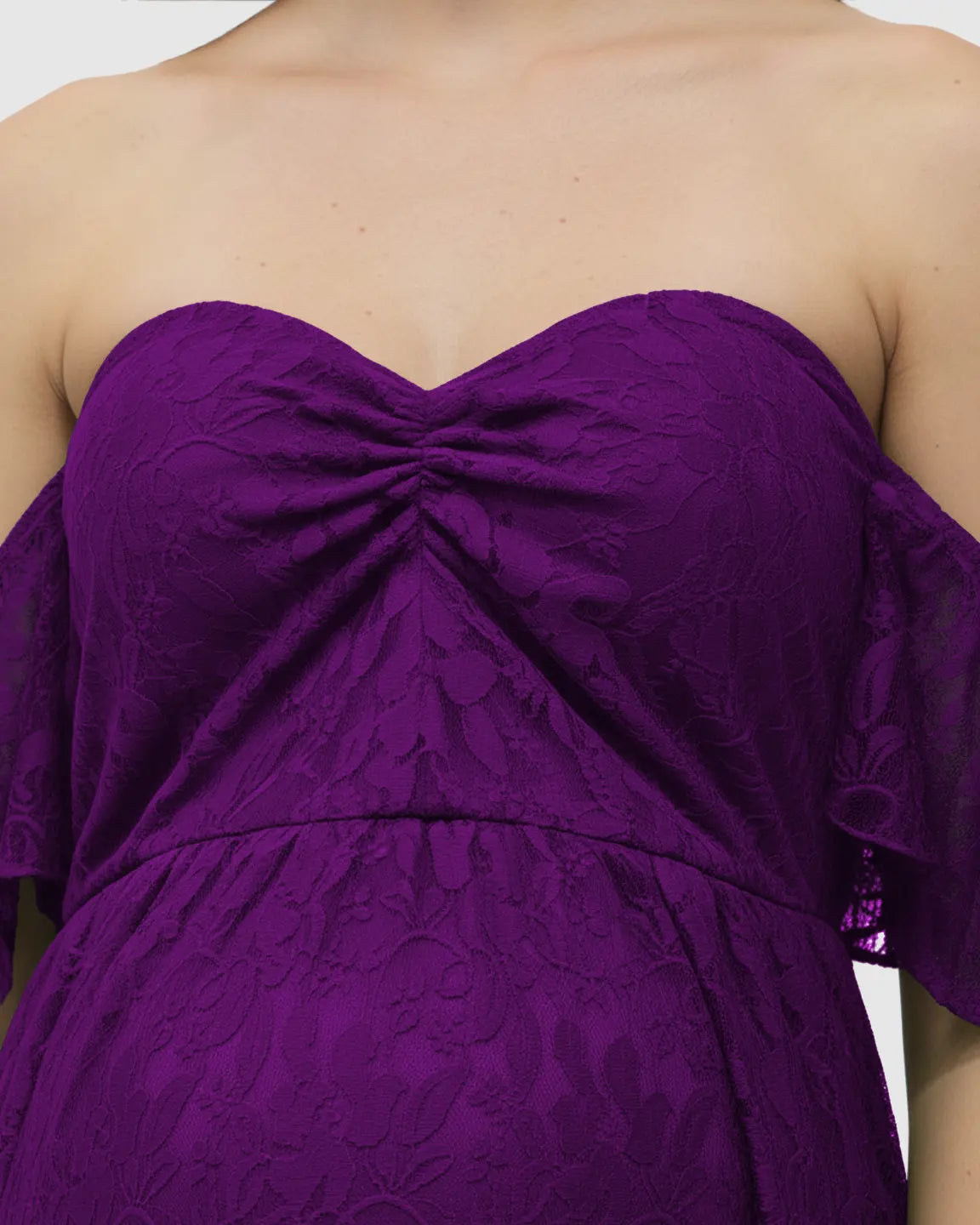 Elegant Lace Off-Shoulder Maternity Photoshoot Dress