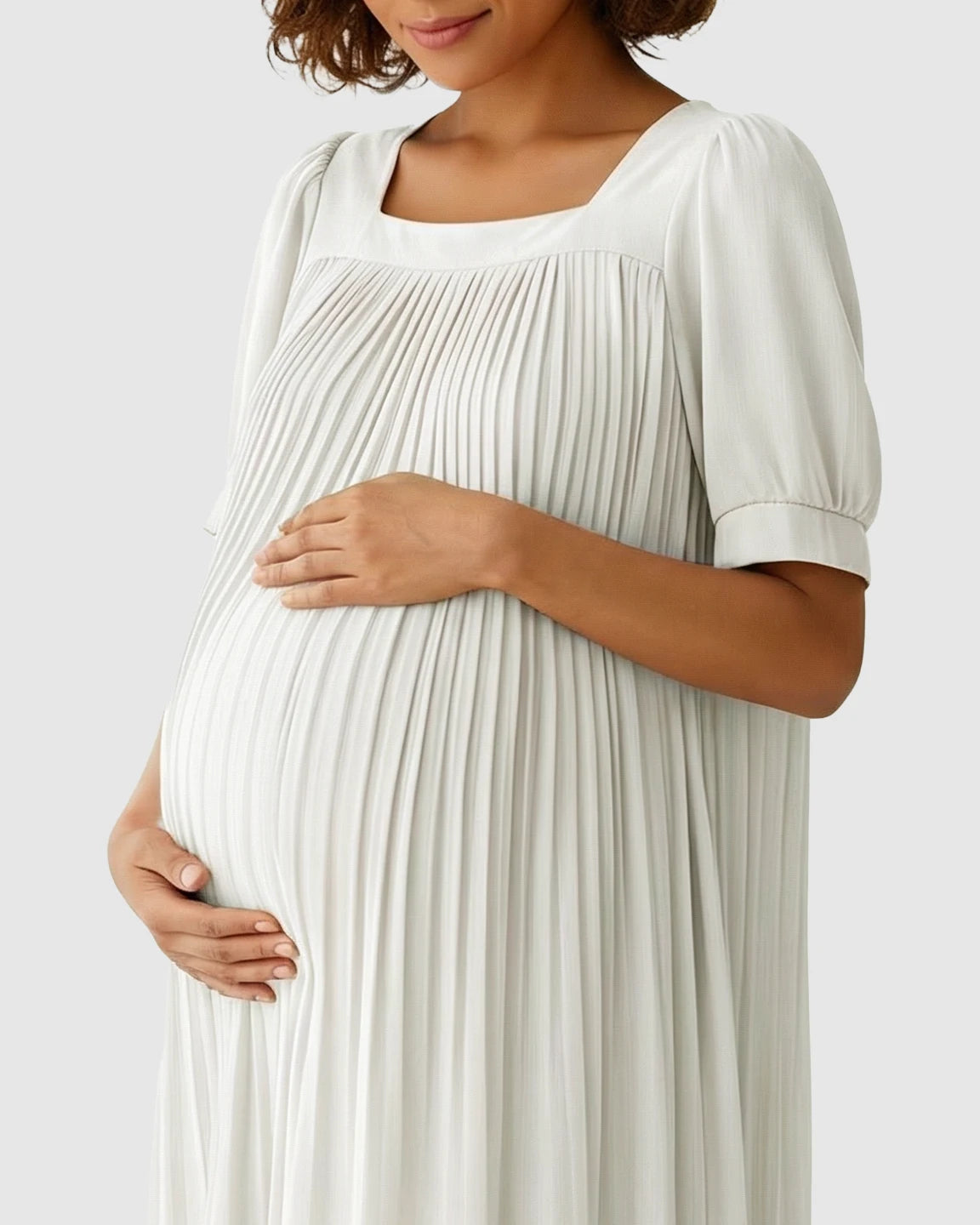 Pleated Flowy-Style Maternity Short Dress
