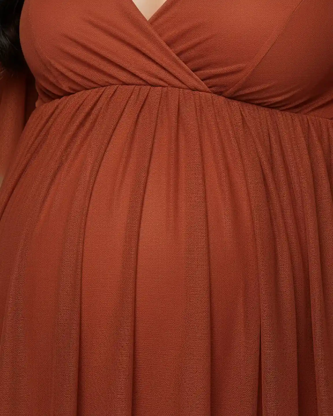 Flutter Sleeve V-Neck Chiffon Maternity Maxi Dress