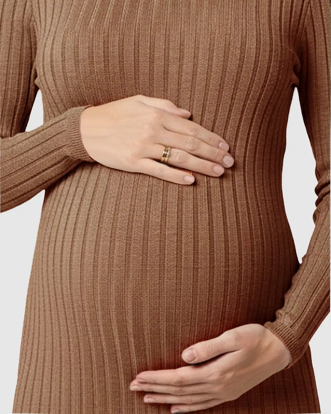 Ribbed Knit Casual Maternity Midi Dress