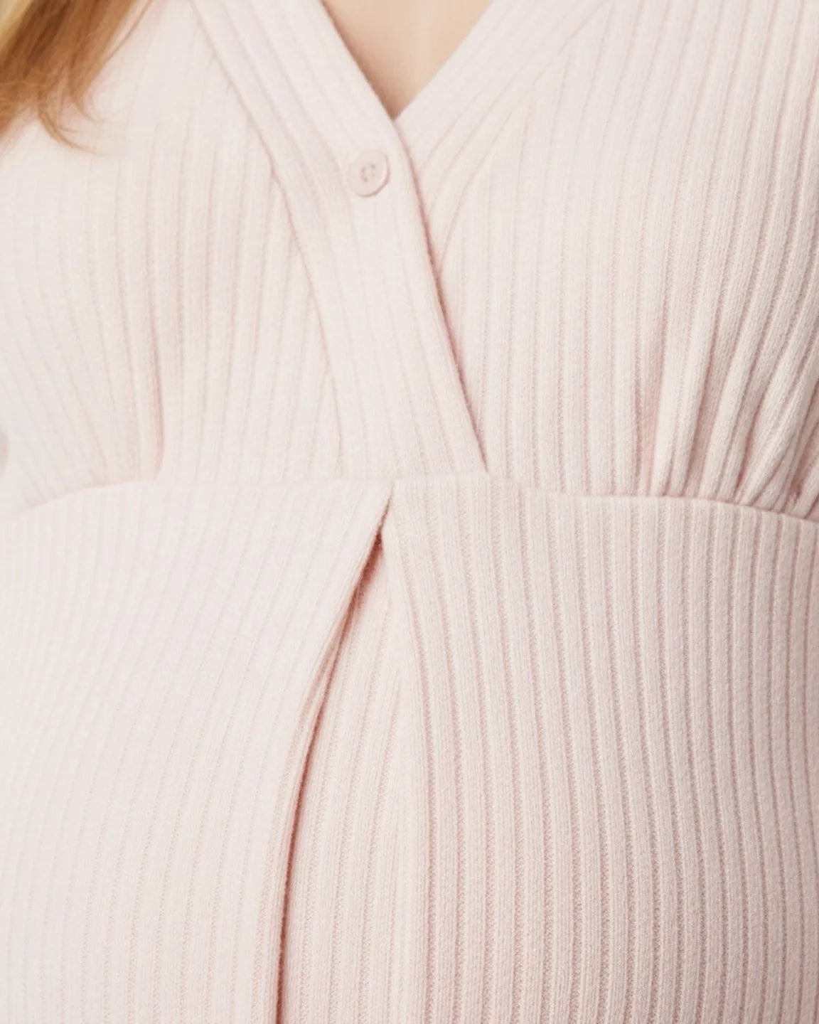 Soft Ribbed Knit V-Neck Nursing Pajama Set