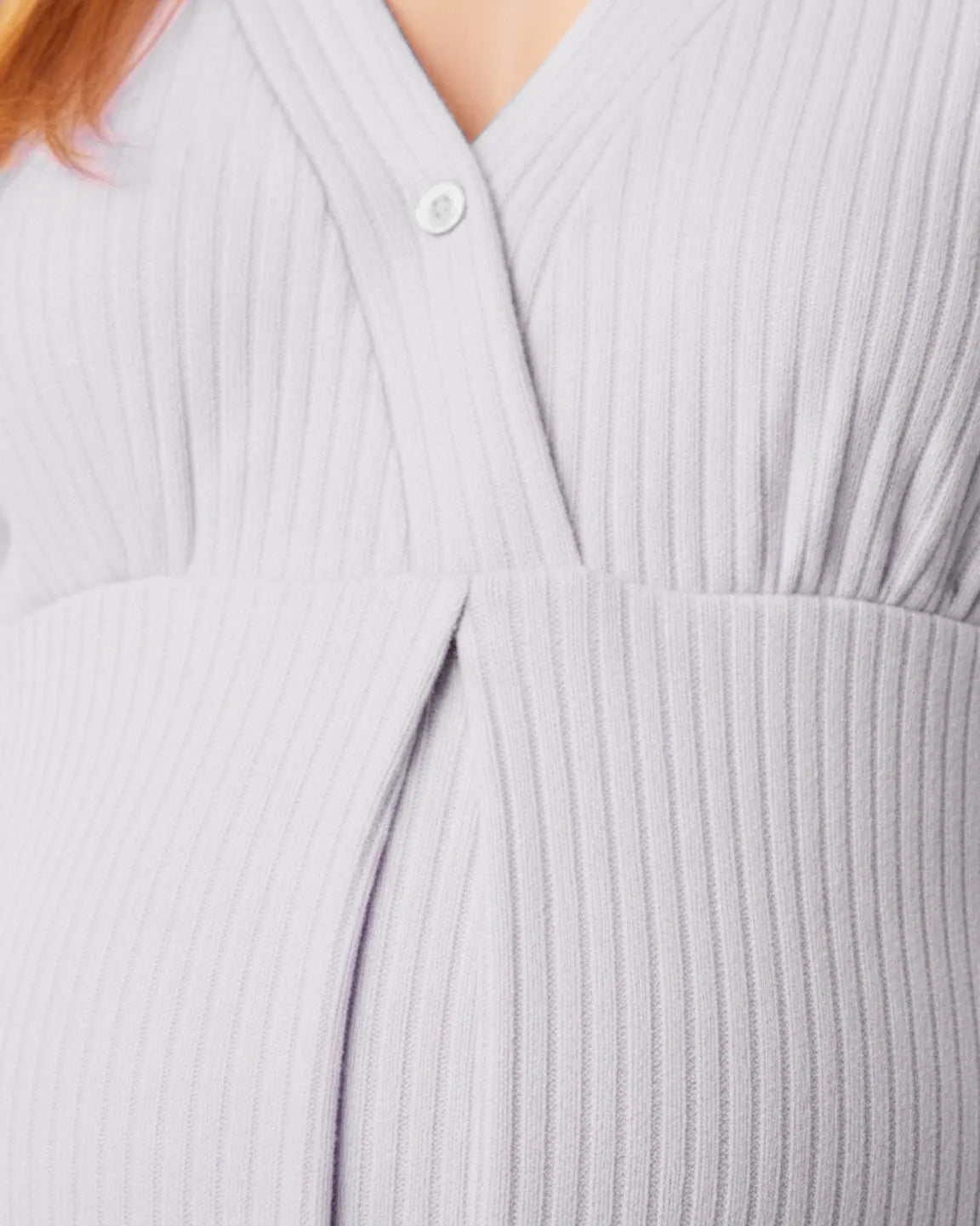 Soft Ribbed Knit V-Neck Nursing Pajama Set