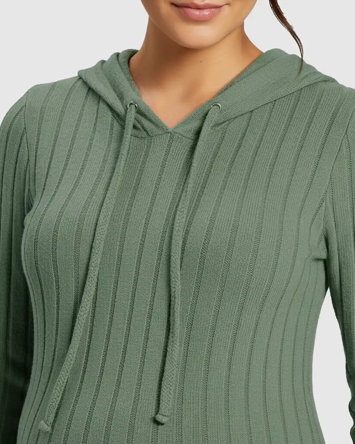 Ribbed Bodycon Hooded Maternity Midi Dress