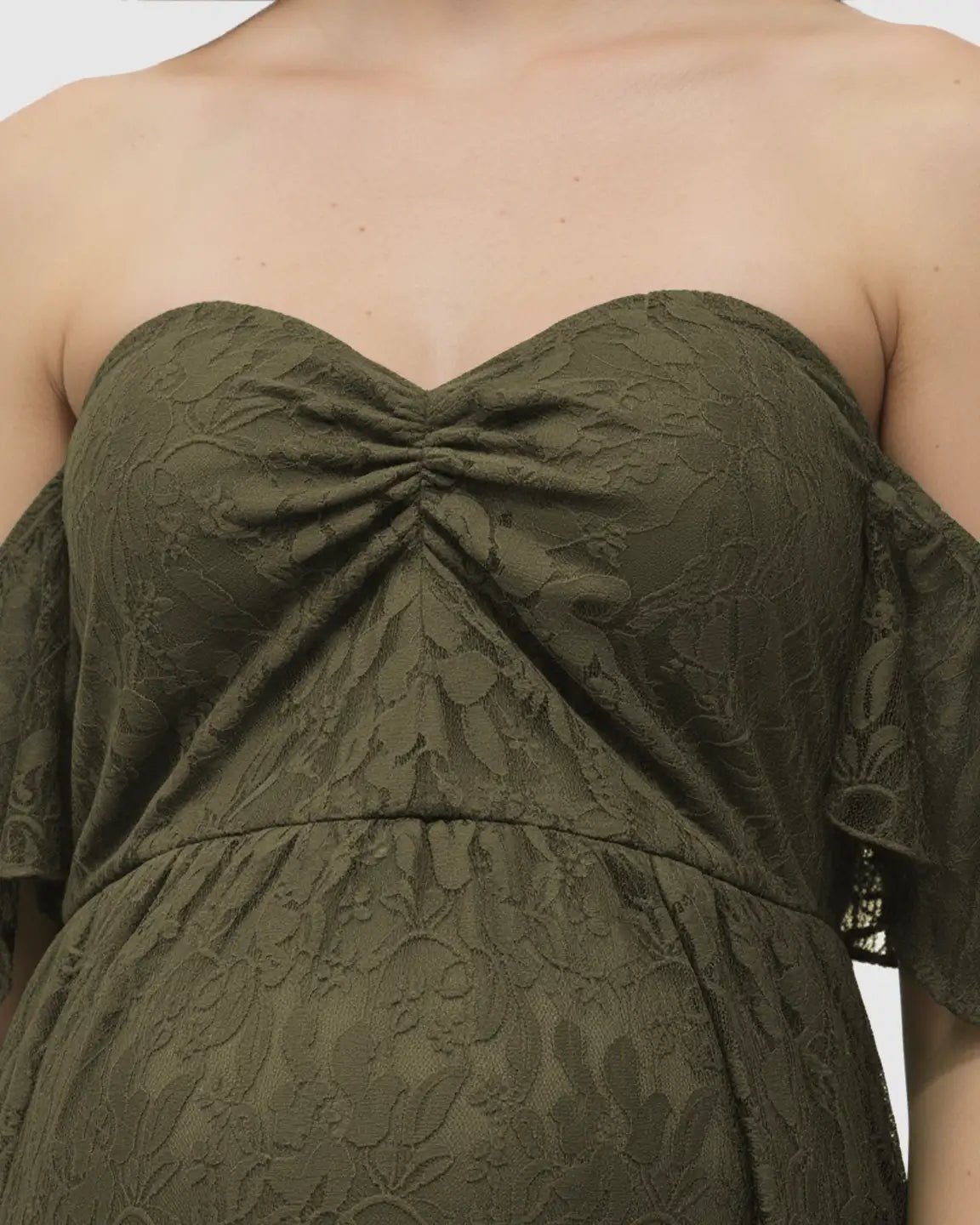 Elegant Lace Off-Shoulder Maternity Photoshoot Dress