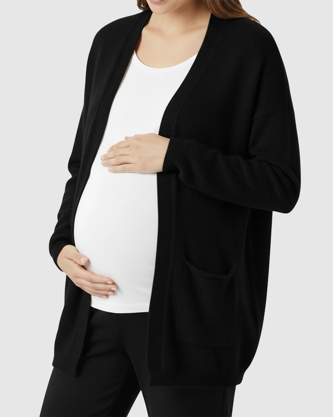 Cozy Wool Blend Long Knit Maternity Cardigan