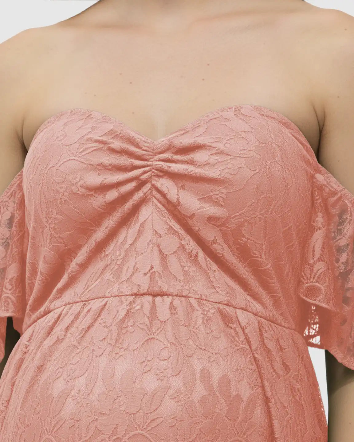 Elegant Lace Off-Shoulder Maternity Photoshoot Dress