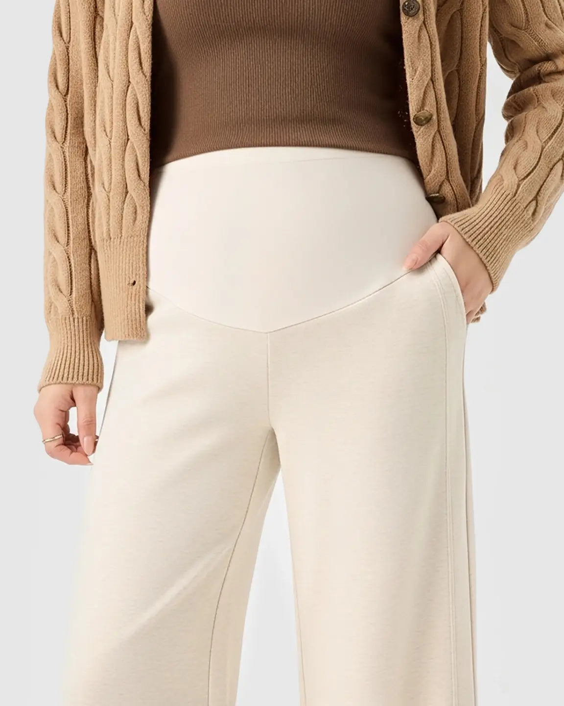 High Waist Wool Blend Wide-Leg Maternity Pants