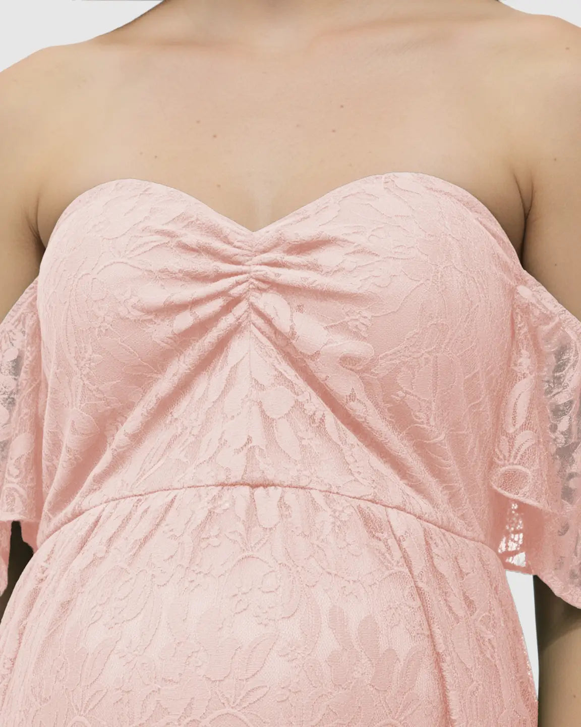 Elegant Lace Off-Shoulder Maternity Photoshoot Dress