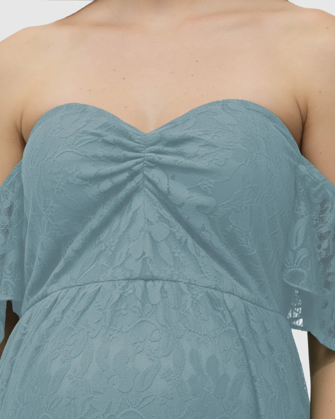 Elegant Lace Off-Shoulder Maternity Photoshoot Dress