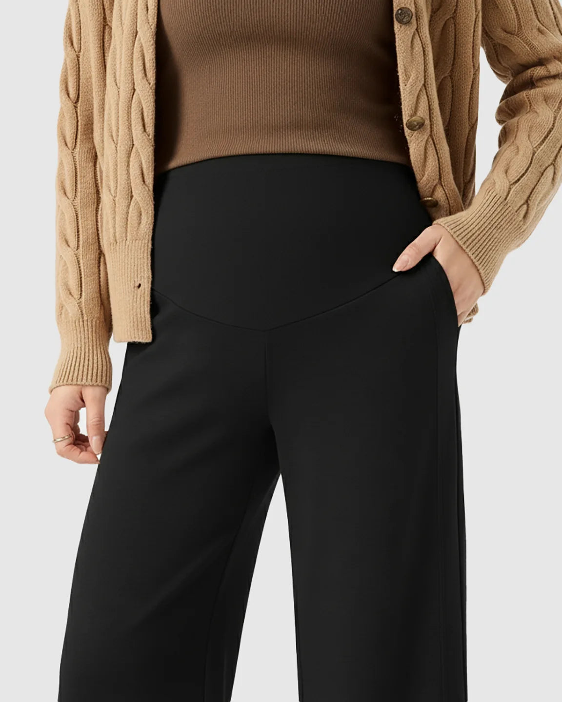 High Waist Wool Blend Wide-Leg Maternity Pants