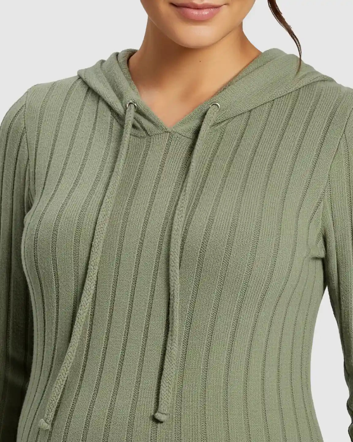 Ribbed Bodycon Hooded Maternity Midi Dress