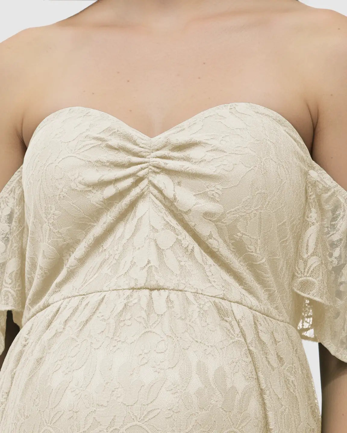 Elegant Lace Off-Shoulder Maternity Photoshoot Dress