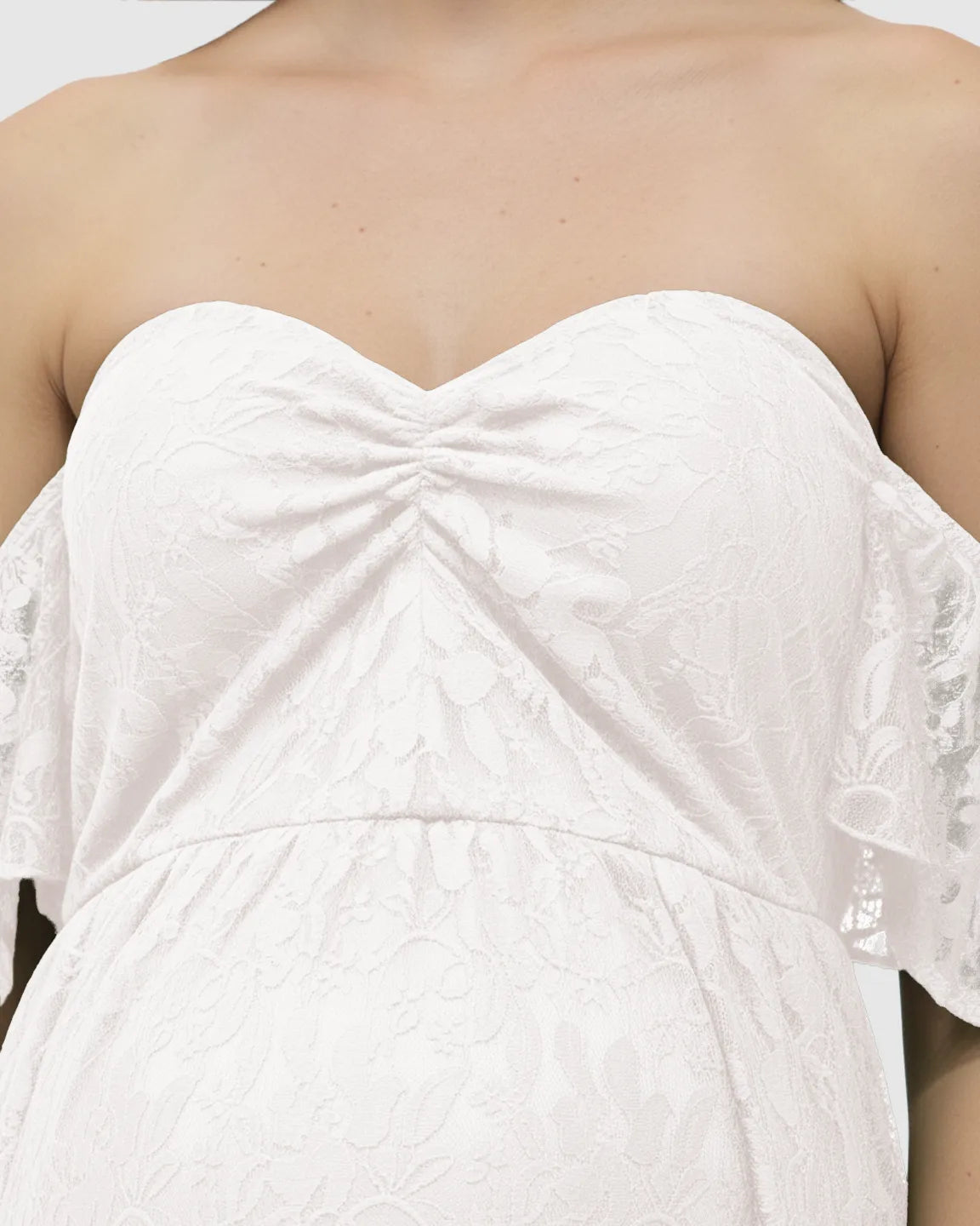 Elegant Lace Off-Shoulder Maternity Photoshoot Dress