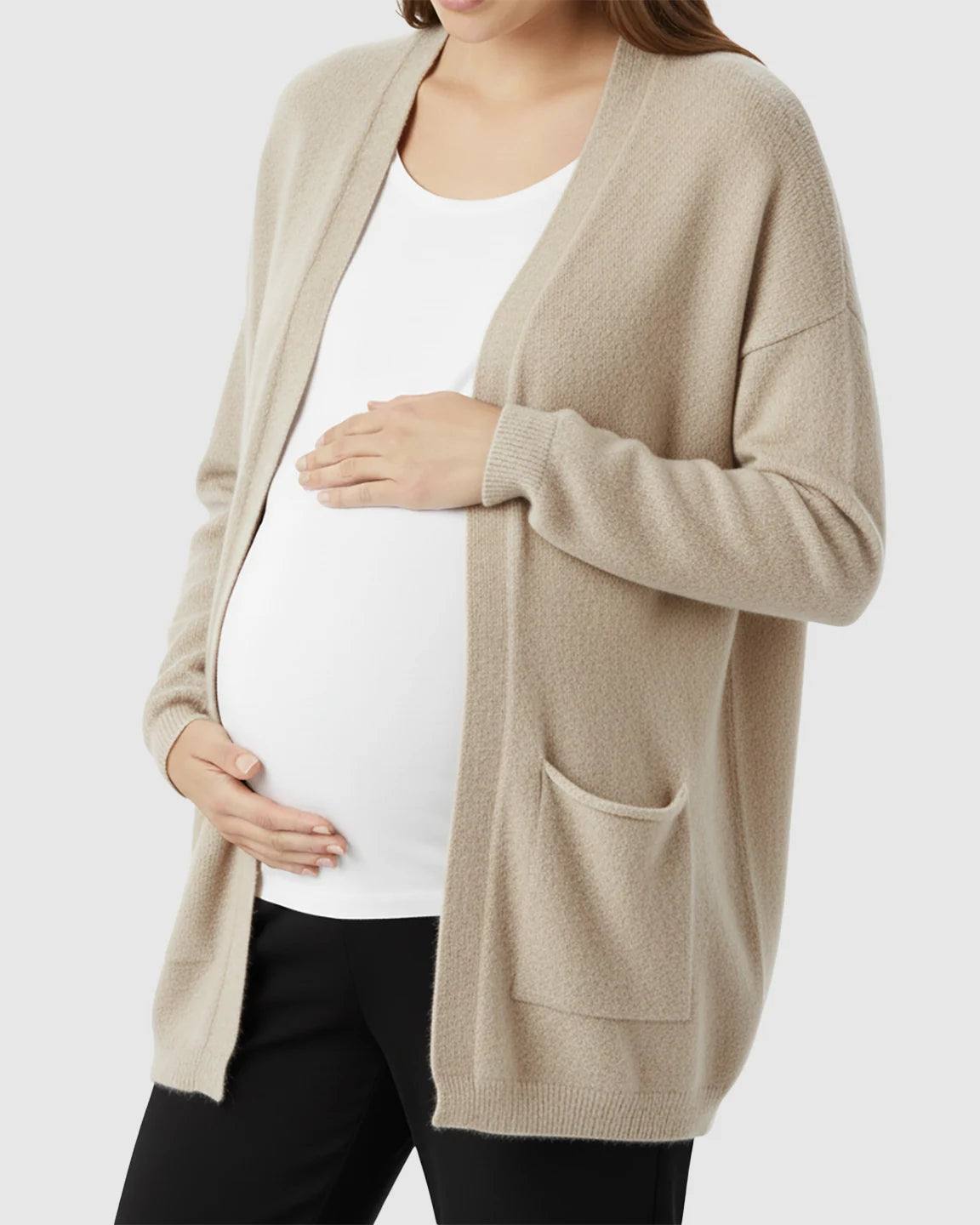 Cozy Wool Blend Long Knit Maternity Cardigan